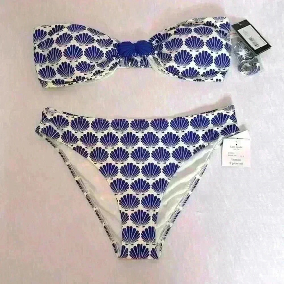 Kate Spade NWT Bikini Set Blueberry Colored Shells on a White Background Size M - Picture 4 of 15